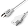 3 Feet, White - 3 Prong AC Power Cable for