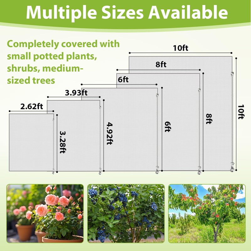Large Fruit Tree Netting with Drawstring and Zipper, 10 *