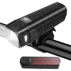 New Version 400-Lumen High-Brightness Bicycle Front and Rear Lights Set, Featuring 4+5 Lighting Modes for Night Riding. USB Rechargeable Bike Lights ，Suitable for Cycling.