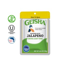 GEISHA Chunk Light Tuna Seasoned with Jalapeno 3.53oz (Pack of 12), Tuna| HALAL & Kosher Certified – Gluten Free – Wild Caught – Dolphin Safe Catch – Good Source of Protein