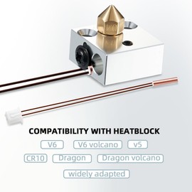 5Aplusreprap Ender 3 Thermistor 100K: 3D Printer Temperature Sensor NTC Thermistor 3 x 15 mm, V6/Volcano Hotend Thermistors Cartridge Heating Block Upgrade Compatible with Prusa i3 MK2/MK3/Creality