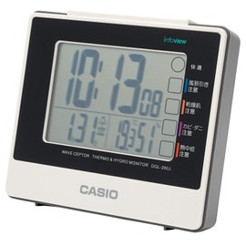 CASIO DQL-260J-7JF Alarm Clock Radio Digital Living Environment Temperature Humidity Calendar Display White H 4.1 x W 4.5 x D 2.0 inches (10.4 x 11.5 x 5 cm)