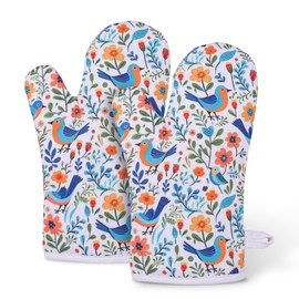Miracu Birds Oven Mitts Set of 2, Bird Lover Gifts for Women, Bird Watching Gifts - Housewarming Bird Themed Gifts, Cooking Baking Gifts, Birthday Gifts for Bird Lovers, Bird Watchers, Wife, Hostess