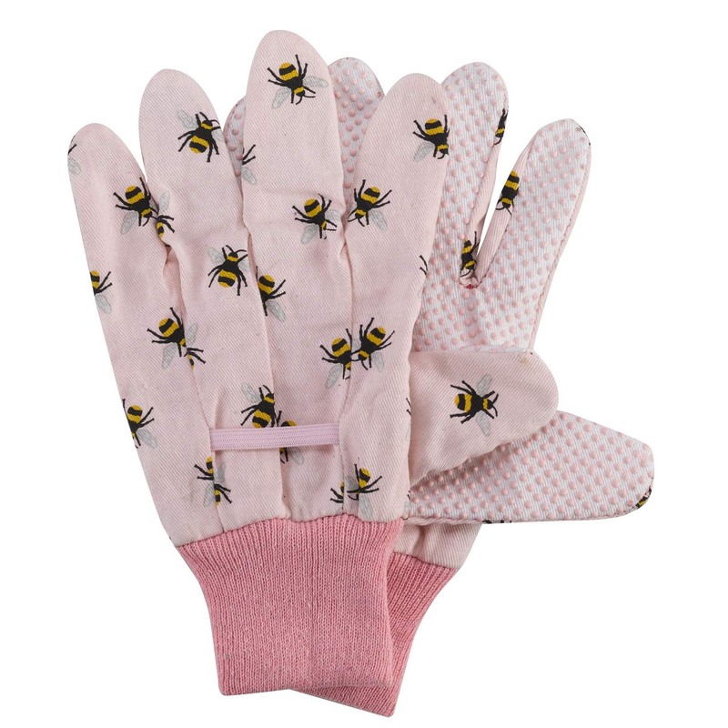Briers Bees Cotton Gardening Gloves with High Grip Triple Pack