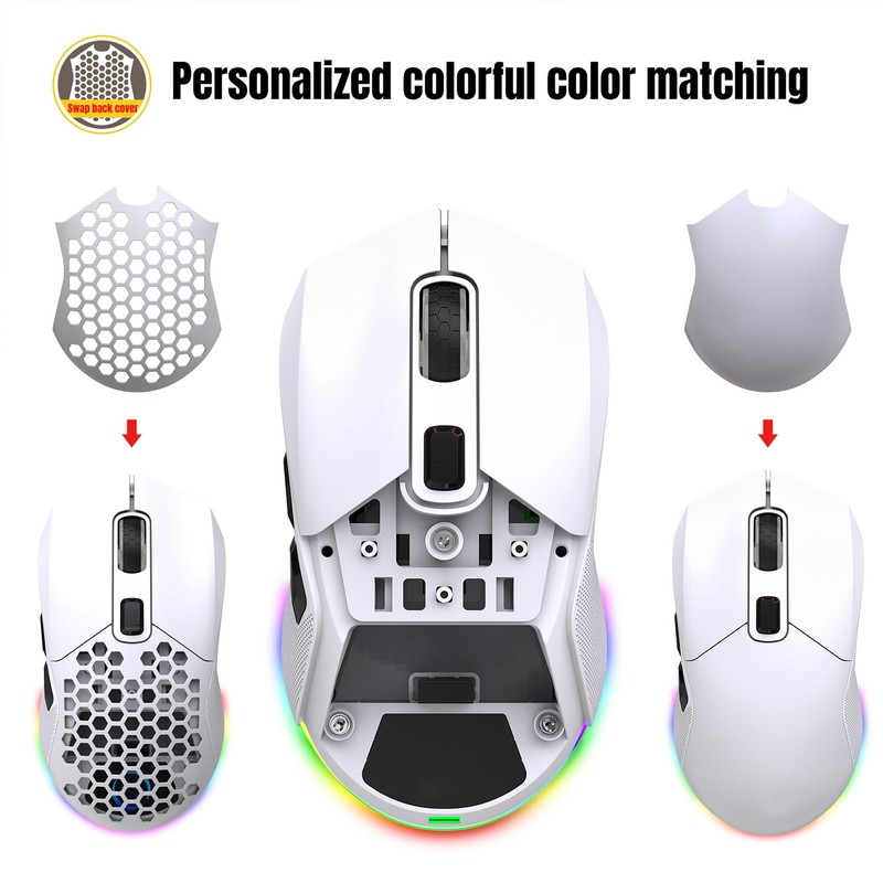 Wireless Mouse 2.4G Or BT5.1 Adjustable DPI Hollowed Out RGB