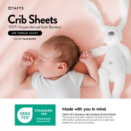 TAFTS Bamboo Crib Sheets - 100% Pure Organic Viscose Bamboo Sheets - 400TC Bamboo Bed Sheets - 1 Piece - 8" Deep Pocket - Silk Feel, Cooling, Anti-Static, Hypoallergenic (Pale Blush)