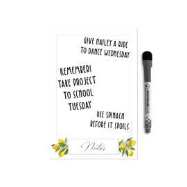 Dry Erase Whiteboard Vinyl Sticker Decal for Notes & Reminders by Glassboard Studio | Removable & Reusable | Magnetic Fine-Tip Marker Included (6 x 9 inches, Lemon Fresh)