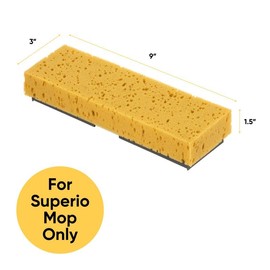 Sponge Mop Refill for Superio Mop 871 Only 9"x3" Screws: 6.5" Apart, 4 Pack