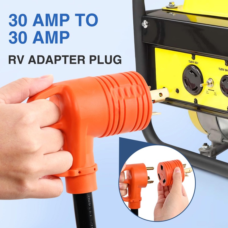 Nilight 30 Amp to 30Amp RV Power Adapter 3Prong Generator