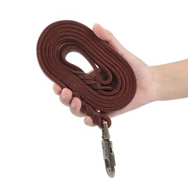 Soft Leather Dog Leash, Big Dog Training Walking Collar & Leash Braided Pet Chain Dogs Leads Rope Color Brown (7/10''x6ft)