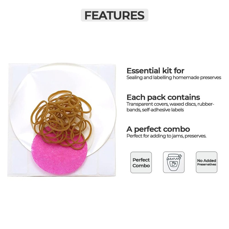 24 x 1lb Jam Pot Covers Labels with Elastic Rubber