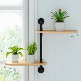 Window Rotating Plant Shelf - 2-Tier Wooden Indoor Plant Stand, 16 inches for Optimal Light Exposure, Wooden Window Shelf for Small Spaces - Ideal for Growing Herbs, Flower Pot Organizer and Storage