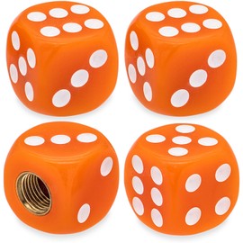 MEAJOO 4PCS Dice Tire Valve Stem Caps, Waterproof Airtight Car Wheel Tire Air Caps Universal Tire Valve Stem Covers for Cars, SUV, Trucks, Bikes, Motorcycles, Bicycles(Orange)