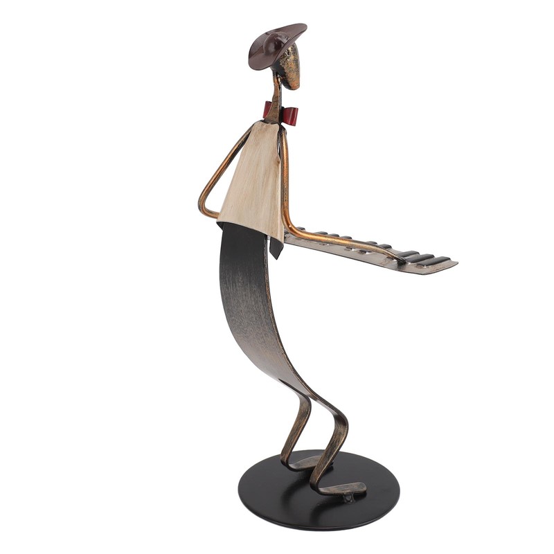Piano Player Figurine Stable Base Elegant Decorative Metal Musical Statue
