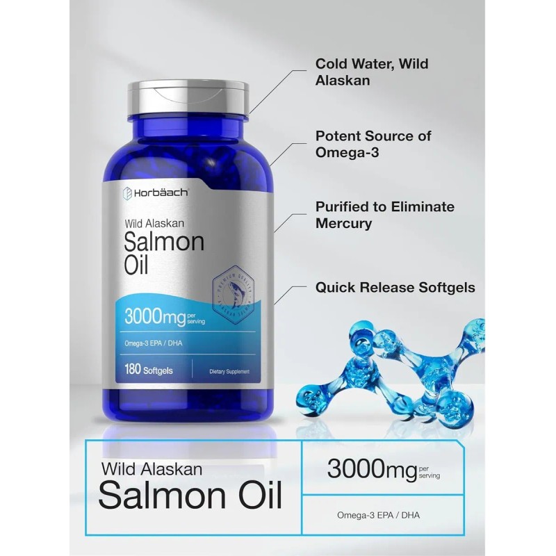 Horbaach Aceite Salmon Omega 3 Sistema Inmunologico 180 Cap Sabor