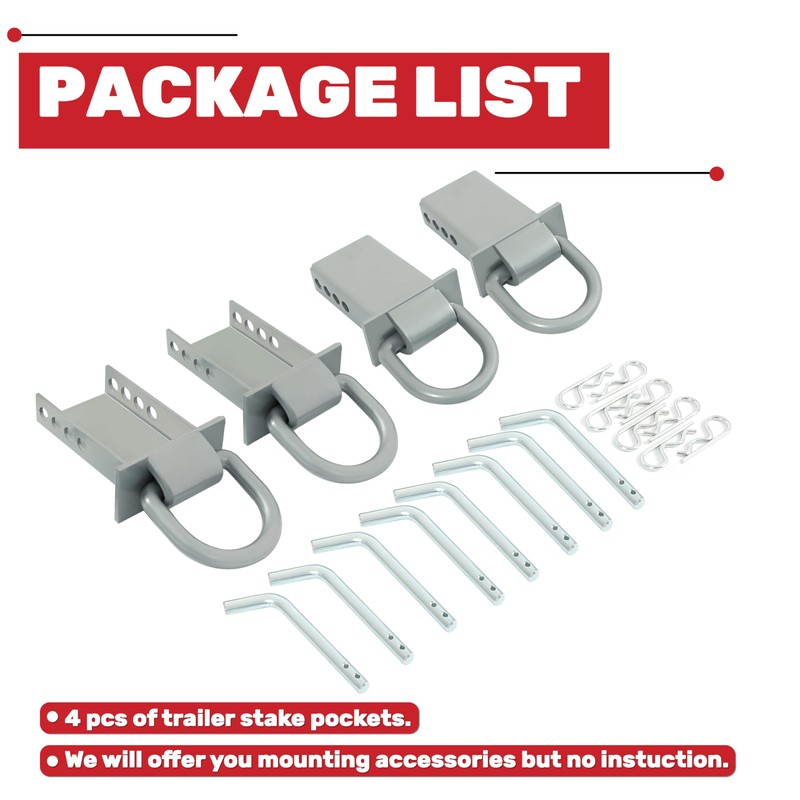 KUAFU Trailer Stake Pocket D Rings Compatible with Standard 2"