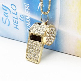 Draduo Metal Crystal Rhinestone Whistle with Keychain，Bling Loud Safety Whistle for Sports, Lifeguard, Teachers, Durable Coach Referee Training Accessories and Compact Emergency Whistle（Gold）