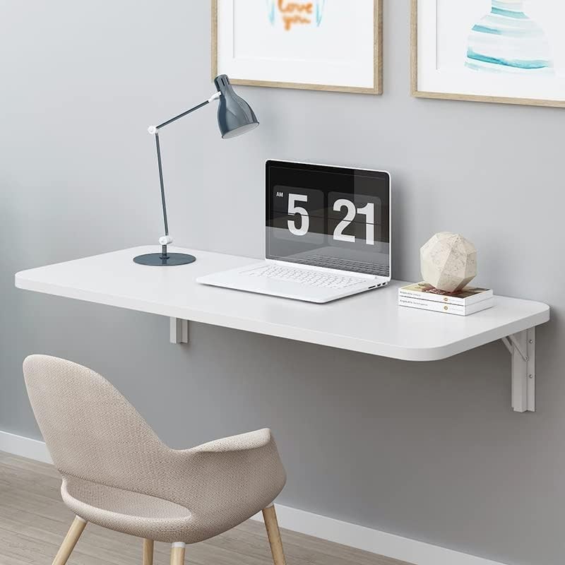 CYGJSYEA Wall Mounted Folding Table,White Floating Desk for Small Spaces,Stainless