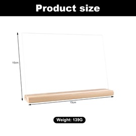 EACHPT A6 Table Stand, Acrylic Table Stand with Wooden Base, Beech, Pack of 2, A6 Portrait Format, Dual Card Slot, Stand Sign, A6 Display Stand for Companies, Offices, Menu Card Holder