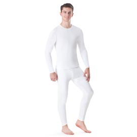 Rocky Thermal Underwear Men Long Johns Men Thermals Top Bottom Set Shirt Pants Men's Base Layer Insulated Under Wear Mens Thermal Set Extreme Cold Weather Winter Ski (White - Heavy / 3X-Large)