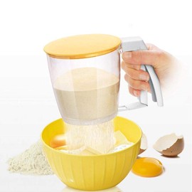 Flour Sieve Powdered Sugar Shaker Dusting Sugar Shaker 18 x 14 x 13 cm Plastic Flour Sieve Fine Mesh Flour Sieve with Top and Bottom Lid Hand Flour Sieve