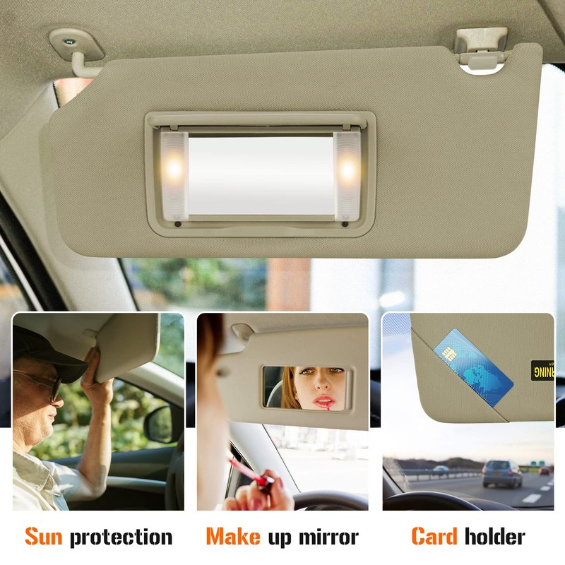 Sun Visor with Light for Honda Accord 2008-2017, Left Driver