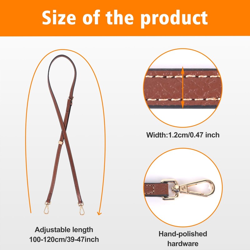 Strap for Longchamp Mini Bag Strap, Brown Leather Adjustable Handbag