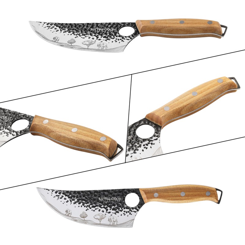 3PCS Butcher Knife, 7" Meat Cleaver, 7" Serbian Chef and