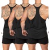 Muhshoiy 3 Pack Mens Stringer Bodybuilding Tank Tops Low Cut