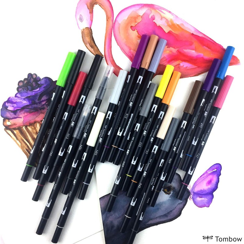 Tombow ABT-12P-4, Water-Based ABT Dual Brush Pen with Two Tips,