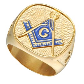 18K Gold Plated Stainless Steel Masonic Ring (13)