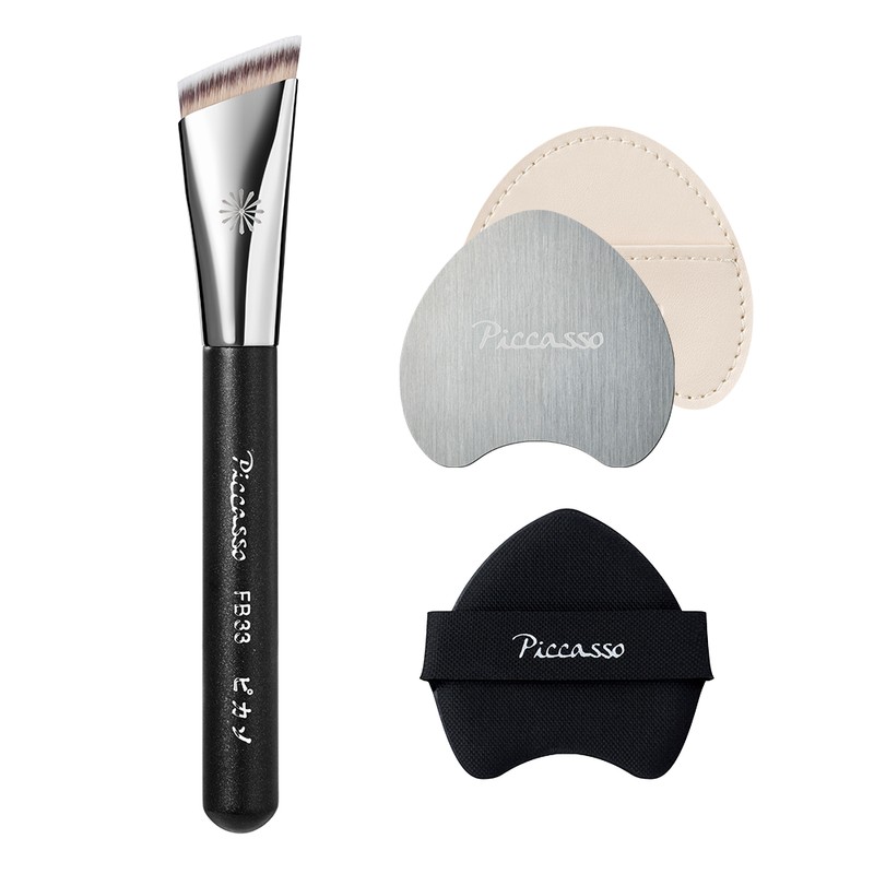 Piccasso FB33 Tapping Cover Foundation Brush Set (+Mixing Palette +