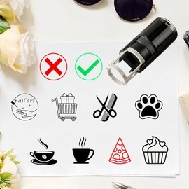 Sello de tarjeta de lealtad autoentintado, sello de huella negra, mini sellos personalizados para tarjeta de café de recompensa, 12 mm, sello redondo 