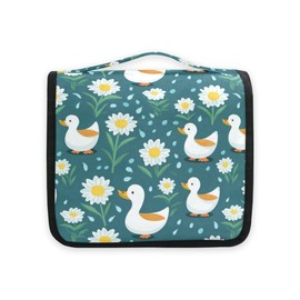 senya Hanging Travel Toiletry Bag 649 Duck Green Flowers Kit Makeup Case Cosmetics Organizer for Men Women, 649 Duck Green Flowers, one size