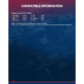 KAX Rear Wheel Bearing and Hub Assembly 512466 x2 Fit for Ford Focus 2012-2018,5 Lugs W/ABS