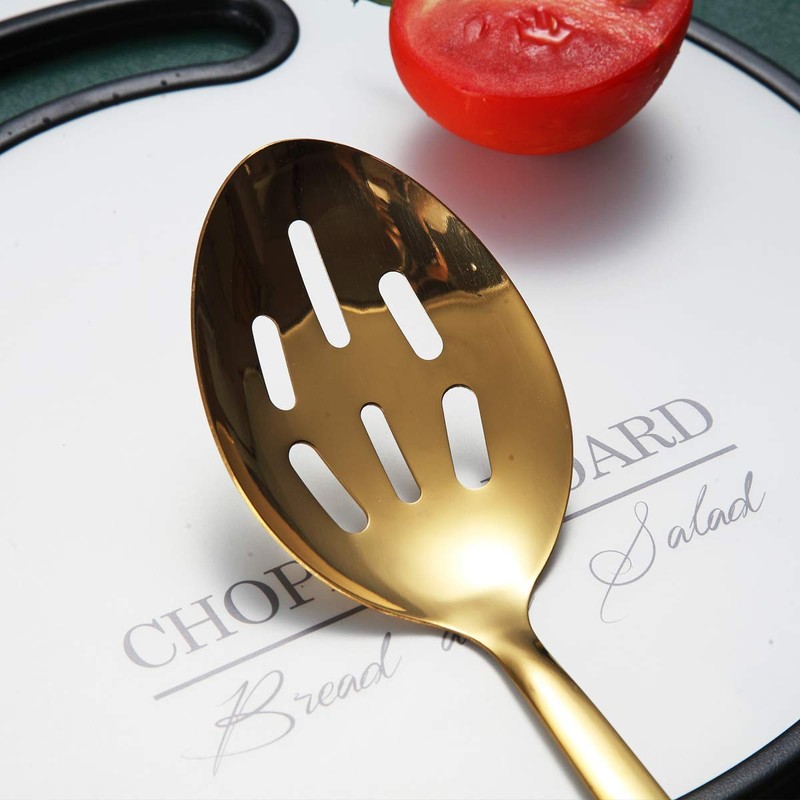 Gold Cooking Spoon, Berglander Stainless Steel Slotted Spoon Titanium Gold