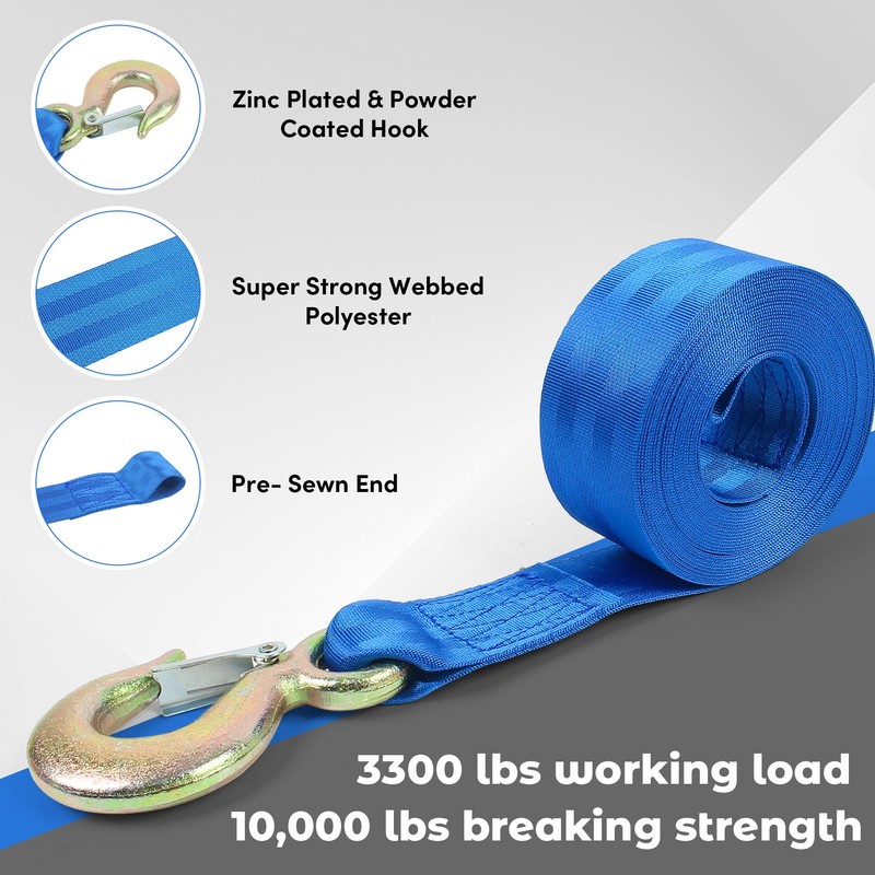 VEITHI Boat Winch Strap with Hook,Boat Trailer Winch Strap 2