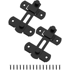 Sliding Barn Door Lock, Stainless Steel Gate Latches Flip Latch Safety Door Bolt Latch Lock for Wine Cabinet, Bathroom, Outdoor, Garage, Window, Garden, Closet Door (2 Pack Black)