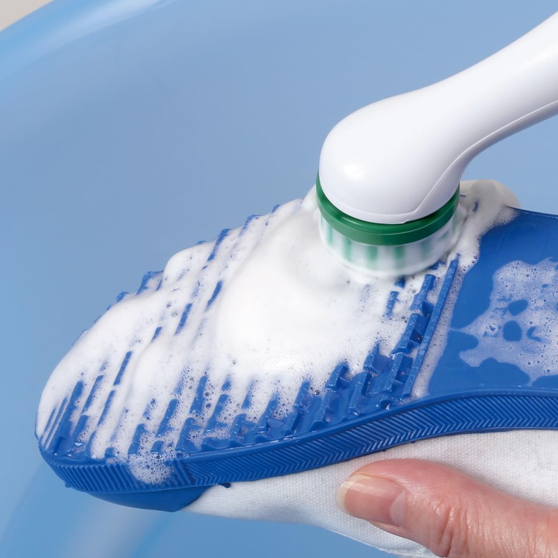 Sonic Scrubber Electric Shoe Brush, Green, Width 1.4 x Depth