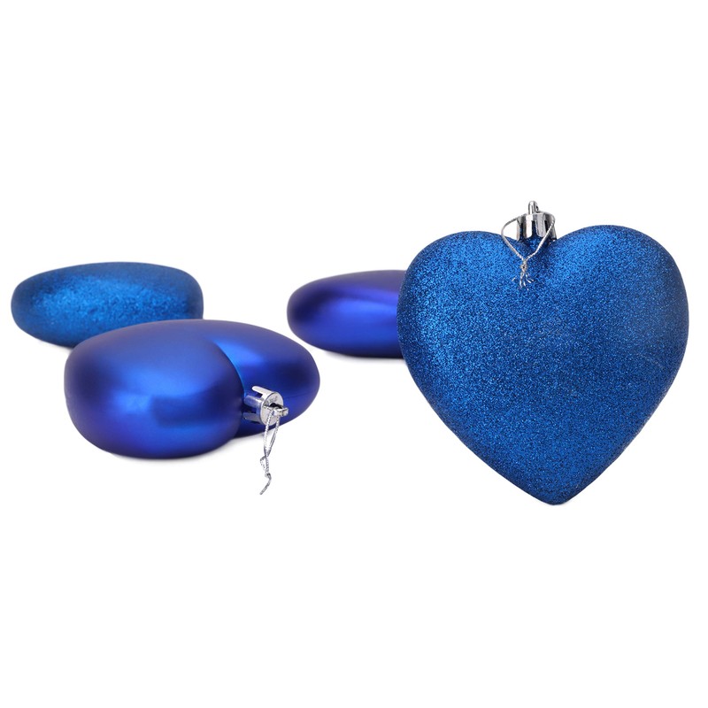 Christmas Concepts® 4-100mm Heart Shaped Baubles - Matte & Glitter