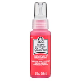 FolkArt Murano Transparent Acrylic Glass Paint, Red, Perfect for Indoor and Outdoor Arts and Crafts Projects, 2 fl oz, 36523