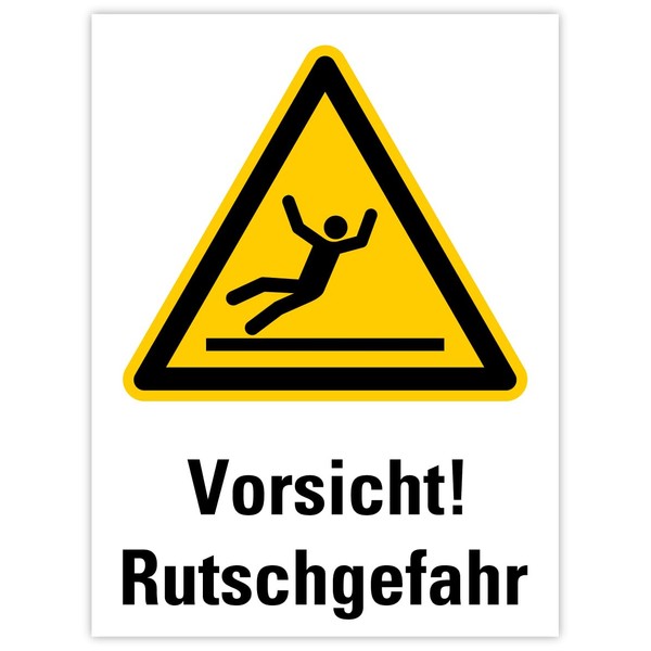 Sticker Warning "Vorsicht! Rutschgefahr" Warning Sign Film Similar to ISO