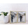 YiPinYin 5x7'' Hinged Double Simply Gold Metal Picture Frames, Elegant