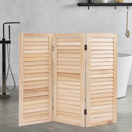 3 Panel Room Divider Screen, Folding Privacy Wooden Short Screen, Small Room Divider for Home Bedroom Office, 35.4x1x31.9 inch (Wood Color)