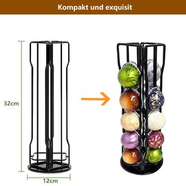 Xfanscafe Vertuo Capsule Holder Rotating Capsule Stand for Storage of Coffee Capsules, Vertuoline Capsule Dispenser for Nespresso Capsules (Black 20vetro)