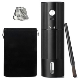 Electric Coffee Grinder Portable Conical Burr Coffee Grinder with 45 Adjustable Settings, Cordless Coffee Burr Grinder for Espresso, Home, Travel, Camping, Office (Black)