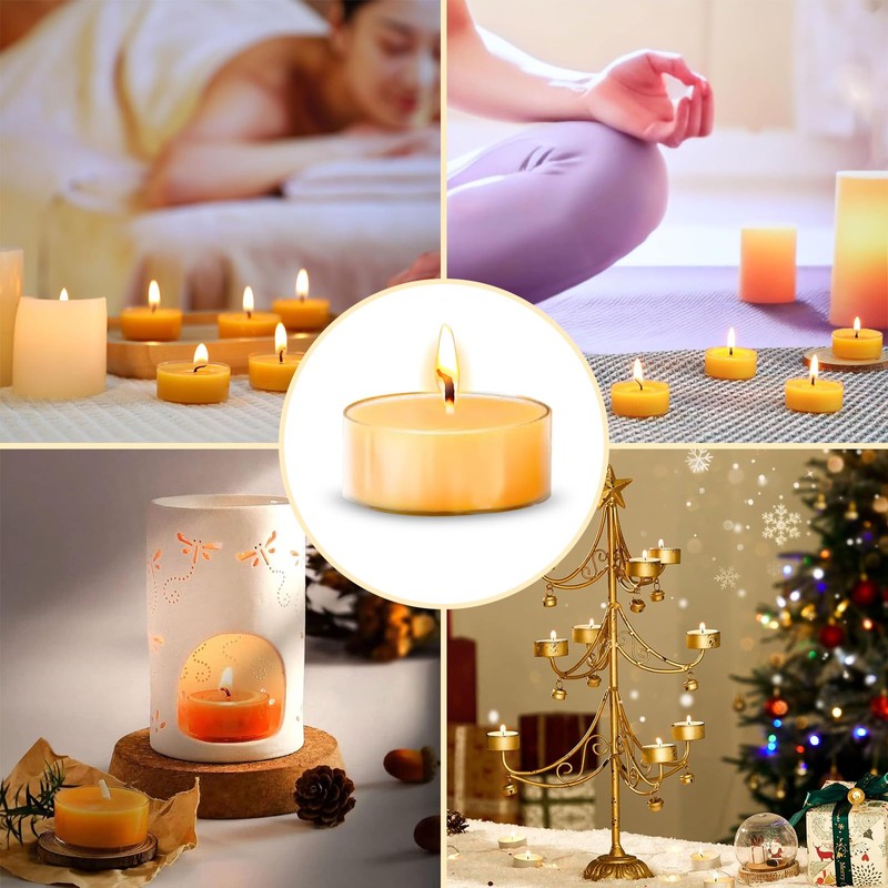 36 Pack Beeswax Tealight Candles, Pure Beeswax Tea Lights, 4-Hour