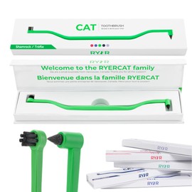 RYERCAT Dual Sided Cat Toothbrush - Kitten Toothbrush with Micro Head (Very Small) for Custom fit - Cat Dental Care Supplies - Pet Toothbrush for Cats (Shamrock Green)