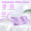 Eychei 2 Pcs Satin Pillowcase for Cervical Pillow, Lavender Silky