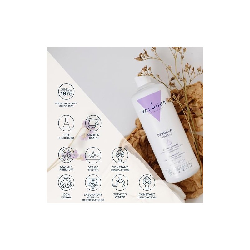 VALQUER Shampoo de Cebolla Regulador del Pelo Graso 1 L
